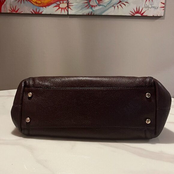 Coach Turnlock Edie Shoulder Bag 36855 Oxblood Pebbled Leather Chain Carryall - Picture 8 of 13